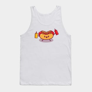 Cut Hot Dog Holding Mustard And Sauce Tank Top